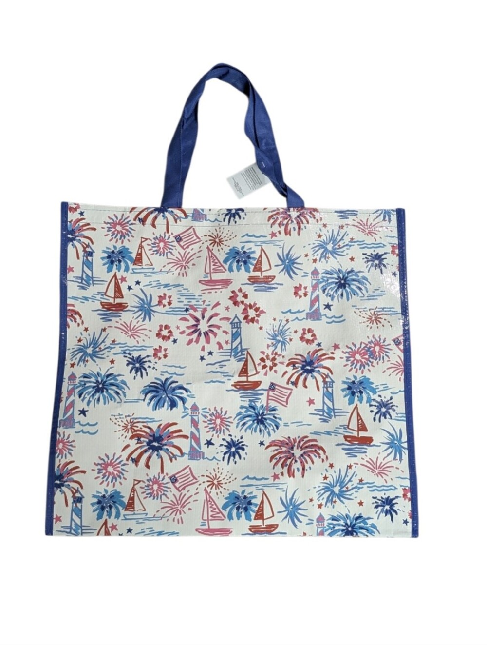 Bealls Blue & Red Fireworks Print Tote Bag